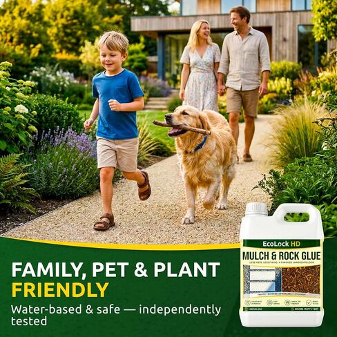 Rock and Mulch Glue for Landscaping Sprayer Use, 1 Gallon Fast-Drying Formula – Pet Friendly, Holds 24 Months – Outdoor Pea Gravel Glue, Gravel Binder & Rubber Mulch in Kuwait
