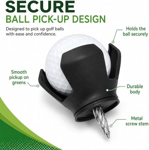 4‑Pack Golf Ball Grabber Picker Durable Golf Ball Retriever Tool for Most Common Putter Ends, Easy No‑Bend Ball Pick‑Up with Secure Grip in Kuwait
