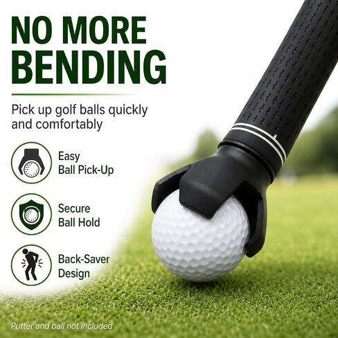 4‑Pack Golf Ball Grabber Picker Durable Golf Ball Retriever Tool for Most Common Putter Ends, Easy No‑Bend Ball Pick‑Up with Secure Grip in Kuwait
