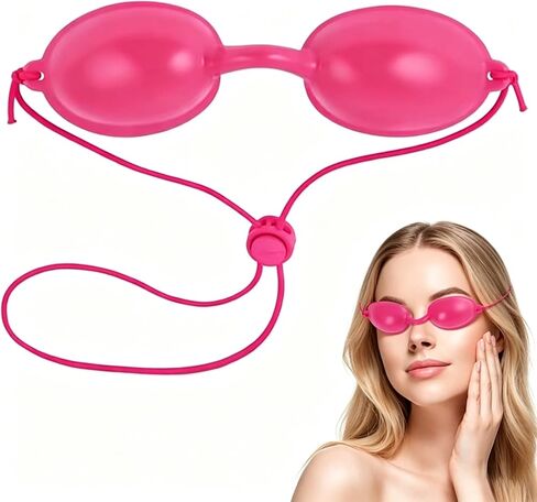 Pink Tanning Goggles, 98% UV Block Soft PVC Eye Shields with Adjustable Detachable Strap, for Indoor Tanning Bed, IPL Laser LED Therapy & Outdoor Sun Tanning, Men Women Eye Protection in Kuwait