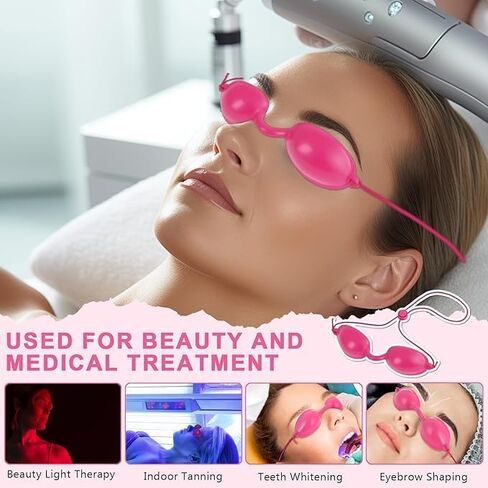 Pink Tanning Goggles, 98% UV Block Soft PVC Eye Shields with Adjustable Detachable Strap, for Indoor Tanning Bed, IPL Laser LED Therapy & Outdoor Sun Tanning, Men Women Eye Protection in Kuwait