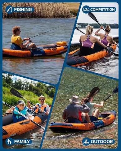 Inflatable Sit-on-Top Tandem Kayak, Wide Stable 12'2"*36"*13", 600 lb Capacity, Touring Fishing Performance, Adjustable Seat Footrest, for Lake Coastal Exploration, Family, Beginners, Anglers in Saudi Arabia