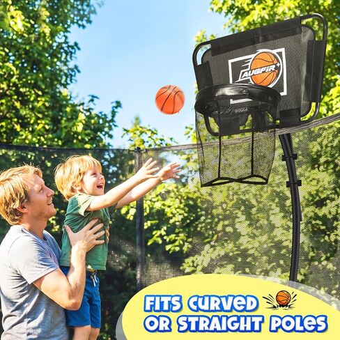 Metal Trampoline Basketball Hoop | with Mini Ball & Pump, Fits Straight & Curved Poles, Adjustable Trampoline Accessories in Kuwait