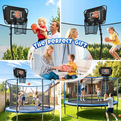 Metal Trampoline Basketball Hoop | with Mini Ball & Pump, Fits Straight & Curved Poles, Adjustable Trampoline Accessories in Kuwait
