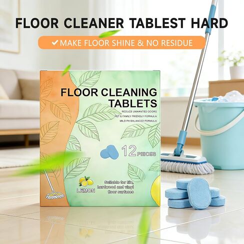 New 24 pcs Floor Cleaner Tablets Hard Floor Cleaner Tablets Pre-Measured Dissolvable Cleaning Solution for Multiple Hard Floors, Tile, Vinyl, Hardwood, Compatible with Robot Mops & Wet/Dry Vacuums in Kuwait