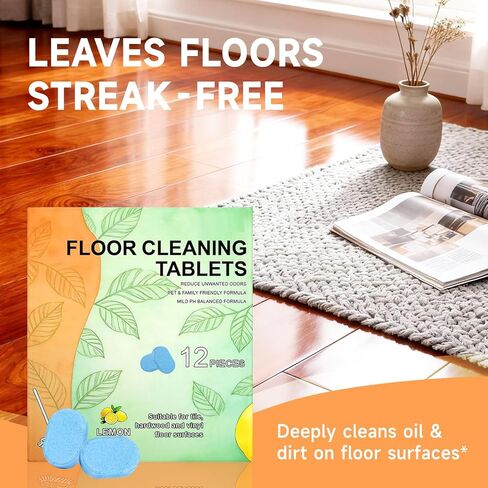 New 24 pcs Floor Cleaner Tablets Hard Floor Cleaner Tablets Pre-Measured Dissolvable Cleaning Solution for Multiple Hard Floors, Tile, Vinyl, Hardwood, Compatible with Robot Mops & Wet/Dry Vacuums in Kuwait