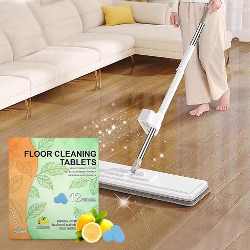 24Pcs Floor Cleaner Tablets Hard Floors Deep Cleaning Solution for mopping, all purpose Dissolvable Cleaning pods for Tile, Vinyl, Hardwood, Compatible with Robot Mops & Wet/Dry Vacuums, Lemon Scent in Kuwait
