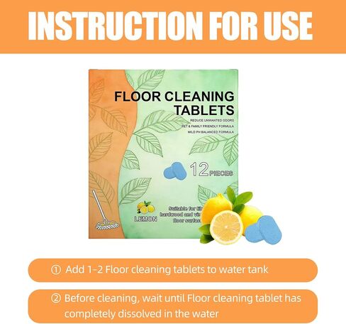 24Pcs Floor Cleaner Tablets Hard Floors Deep Cleaning Solution for mopping, all purpose Dissolvable Cleaning pods for Tile, Vinyl, Hardwood, Compatible with Robot Mops & Wet/Dry Vacuums, Lemon Scent in Kuwait
