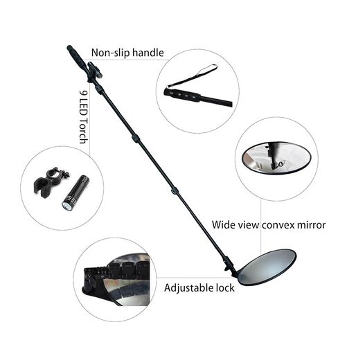 8" Under Vehicle Inspection Mirror – 180° Adjustable Under Car Search Mirror with LED Light & Telescoping Handle for Car, Truck, Machine & Hard-to-See Area in Kuwait
