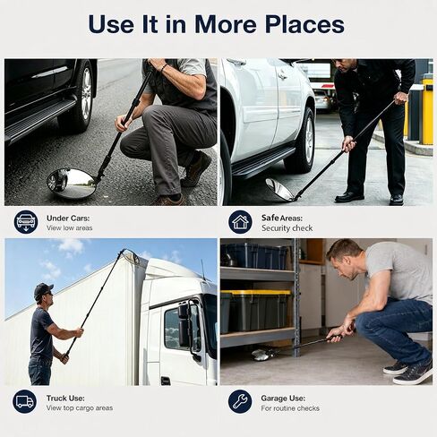 8" Under Vehicle Inspection Mirror – 180° Adjustable Under Car Search Mirror with LED Light & Telescoping Handle for Car, Truck, Machine & Hard-to-See Area in Kuwait