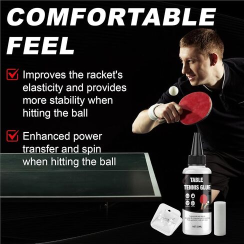 Table Tennis Glue, Fast Film Formation, Improved Resilience, Comes with Clamp and 5 Applicator Sponges, Easy Table Tennis Rubber Replacement in Kuwait