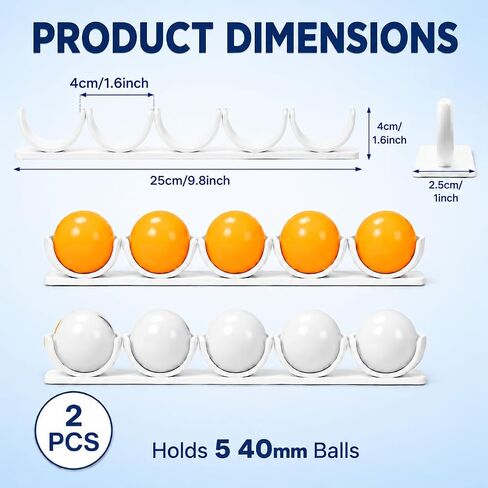 2 Pack Under Table Ping Pong Ball Holder, Self-Adhesive No Drilling Table Tennis Ball Storage Rack, Fits 40mm+ Standard Balls for Training, Game Rooms, Home Indoor Sports in Kuwait