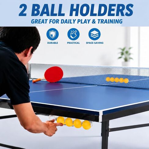 2 Pack Under Table Ping Pong Ball Holder, Self-Adhesive No Drilling Table Tennis Ball Storage Rack, Fits 40mm+ Standard Balls for Training, Game Rooms, Home Indoor Sports in Kuwait