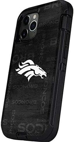 Skinit Decal Phone Skin Compatible with OtterBox Defender Case for iPhone 12 Pro Max - Officially Licensed NFL Denver Broncos Black & White Design in Kuwait