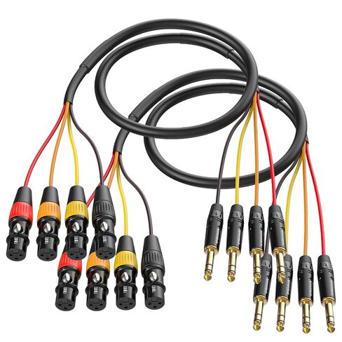 4 Channel XLR Female to 1/4 Snake Cables 3ft, 6.35mm TRS to XLR Microphone Cable Stereo Audio Balanced Line Gold-Plated Pins - 1 Pack in Kuwait