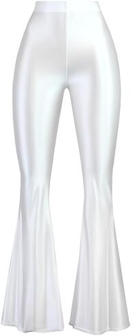 Colored Glossy Silky Gloss Pants for Women Wearing Thin Bodybuilding Dance high-Waisted Skinny Bell Bottoms in Kuwait