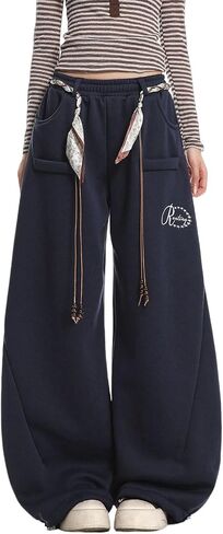 Skateboard Frog Women Y2K Baggy Streetwear Curved Leg Sweatpants High Waist Wide Leg Dance Hip Hop Detachable Waist Pant in Kuwait