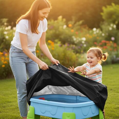 Kids Water Table Cover, Portable Outdoor Toy Cover with Adjustable Drawstring, Durable Summer Toys Covers for Step 2 Rain Showers Splash Pond Water Table in Kuwait