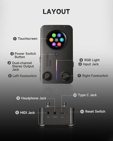 MOOER Prime M2 Intelligent Guitar Multi Effects Pedal Headphone Amp Battery Powered Bass Guitar Processor Pedal with F4 Wireless Controller in Kuwait