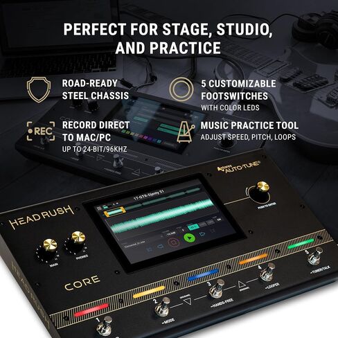 HeadRush Core وFRFR112 MK2 - معالج تشكيل أمبير للتأثيرات الصوتية والجيتار متعدد النواة، ومضخم صوت كهربائي مقاس 12 بوصة بقوة 2500 وات مع بلوتوث in Kuwait