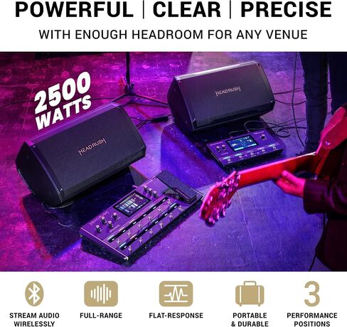 HeadRush Core وFRFR112 MK2 - معالج تشكيل أمبير للتأثيرات الصوتية والجيتار متعدد النواة، ومضخم صوت كهربائي مقاس 12 بوصة بقوة 2500 وات مع بلوتوث in Kuwait
