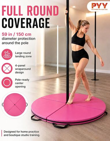 PYY Dance Pole Crash Mat - 5 Ft Foldable & Portable Pole Crash Pad with an Easy-to-Clean Cover, Band Included, 2" Thicken EPE Foam Exercise and Dance Pole Cushion for Home, Yoga, Fitness, Training in Kuwait