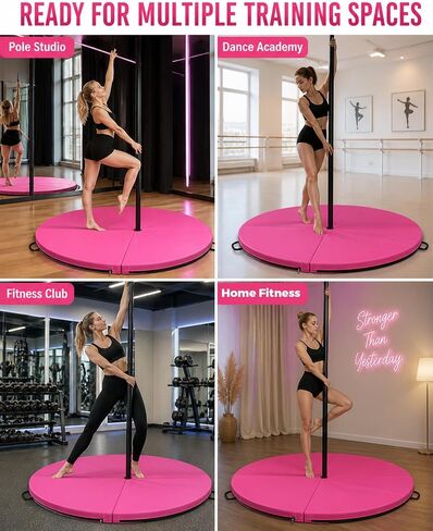 PYY Dance Pole Crash Mat - 5 Ft Foldable & Portable Pole Crash Pad with an Easy-to-Clean Cover, Band Included, 2" Thicken EPE Foam Exercise and Dance Pole Cushion for Home, Yoga, Fitness, Training in Kuwait