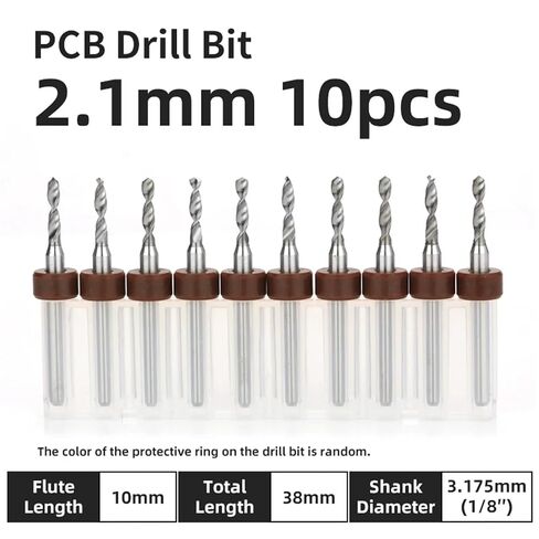 10Pcs 0.1-3.175mm PCB Drill Bit 1/8 Inch Fixed Shank Printed Circuit Board Mini CNC Drilling Tools Drills Set(PCB 2.1mm 10pcs) in Saudi Arabia