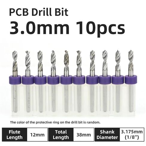 10Pcs 0.1-3.175mm PCB Drill Bit 1/8 Inch Fixed Shank Printed Circuit Board Mini CNC Drilling Tools Drills Set(PCB 3.0mm 10pcs) in Saudi Arabia