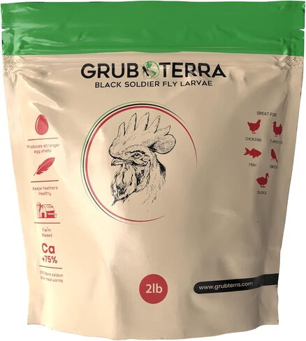 GrubTerra Black Soldier Fly Larvae for Chickens – Dried BSFL Poultry Treat, High Protein Calcium Feed Supplement for Laying Hens, Backyard Chickens, Sourced from Mexico, Not from China - 5LB in Kuwait