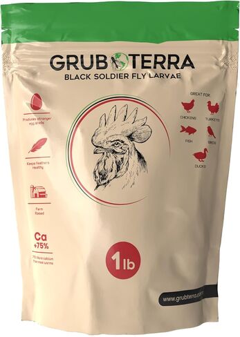 Grubterra Golden Golden Black Soldier Fly Fly - مكملات متميزة لزيادة إنتاج البيض لعلاج الدجاجة ، وتغذية الطيور ، وتغذية الدجاج ، وأغذية الطيور ، وأعلاف الطيور البرية (5 رطل) in Kuwait