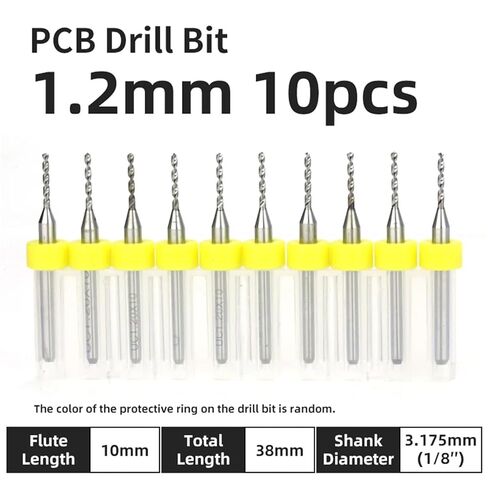 10Pcs 0.1-3.175mm PCB Drill Bit 1/8 Inch Fixed Shank Printed Circuit Board Mini CNC Drilling Tools Drills Set(PCB 1.2mm 10pcs) in Saudi Arabia