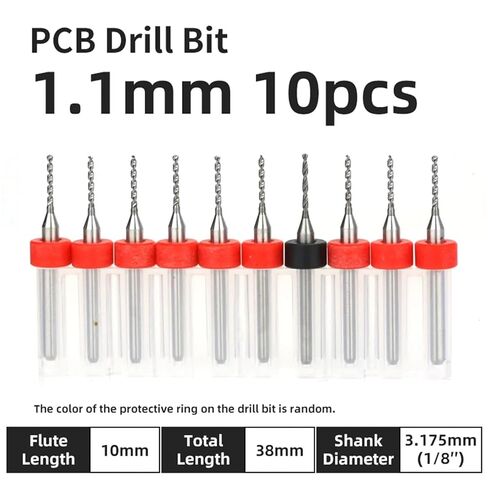 10Pcs 0.1-3.175mm PCB Drill Bit 1/8 Inch Fixed Shank Printed Circuit Board Mini CNC Drilling Tools Drills Set(PCB 1.1mm 10pcs) in Saudi Arabia