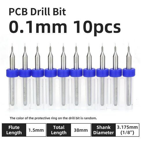 10Pcs 0.1-3.175mm PCB Drill Bit 1/8 Inch Fixed Shank Printed Circuit Board Mini CNC Drilling Tools Drills Set(PCB 0.1mm 10pcs) in Saudi Arabia