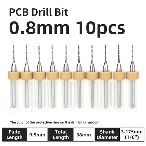 10Pcs 0.1-3.175mm PCB Drill Bit 1/8 Inch Fixed Shank Printed Circuit Board Mini CNC Drilling Tools Drills Set(PCB 0.8mm 10pcs) in Saudi Arabia