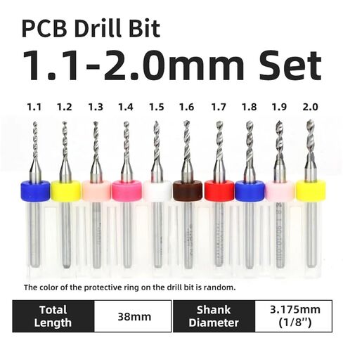 10Pcs 0.1-3.175mm PCB Drill Bit 1/8 Inch Fixed Shank Printed Circuit Board Mini CNC Drilling Tools Drills Set(PCB 1.1-2.0mm 10pcs) in Saudi Arabia