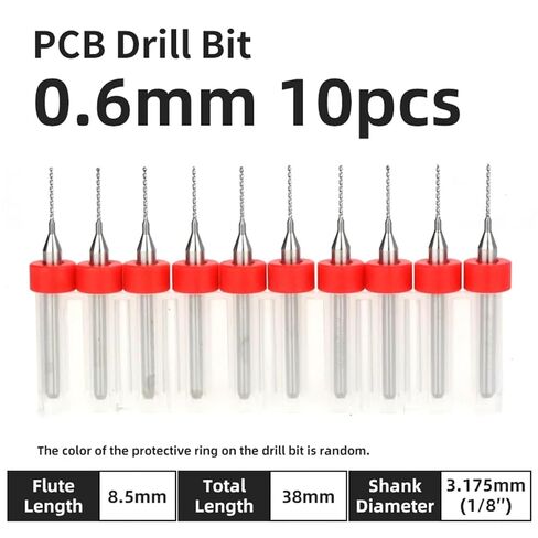 10Pcs 0.1-3.175mm PCB Drill Bit 1/8 Inch Fixed Shank Printed Circuit Board Mini CNC Drilling Tools Drills Set(PCB 0.6mm 10pcs) in Saudi Arabia