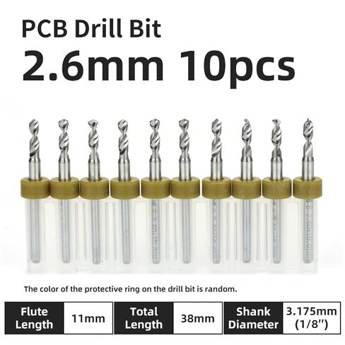 10Pcs 0.1-3.175mm PCB Drill Bit 1/8 Inch Fixed Shank Printed Circuit Board Mini CNC Drilling Tools Drills Set(PCB 2.6mm 10pcs) in Saudi Arabia