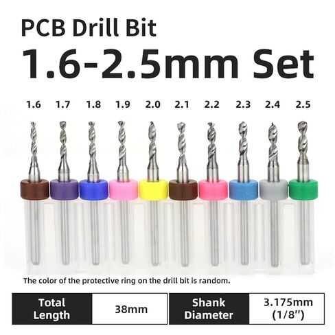 10Pcs 0.1-3.175mm PCB Drill Bit 1/8 Inch Fixed Shank Printed Circuit Board Mini CNC Drilling Tools Drills Set(PCB 1.6-2.5mm 10pcs) in Saudi Arabia