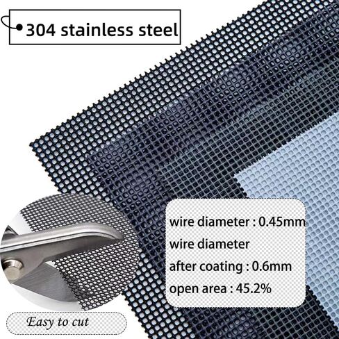 PVC Coated 304 Stainless Steel Mesh,2 Pack Woven Wire Mesh Screen Steel Woven Wire Mesh for Vent, Cage, Cabinets Mesh, Security Guard Garden Screen Hole Diameter 1.5mm (30 X 21CM) in Saudi Arabia