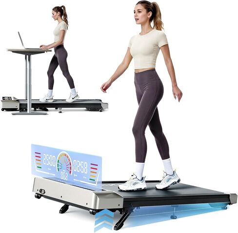 TOPUTURE Walking Pad with 10% Incline, 3.0HP Brushless Quiet Under Desk Treadmill, Portable Treadmills for Home/Office, Running Machine 300 lbs Capacity with RGB LED Screen, Remote Control/App Control in Kuwait