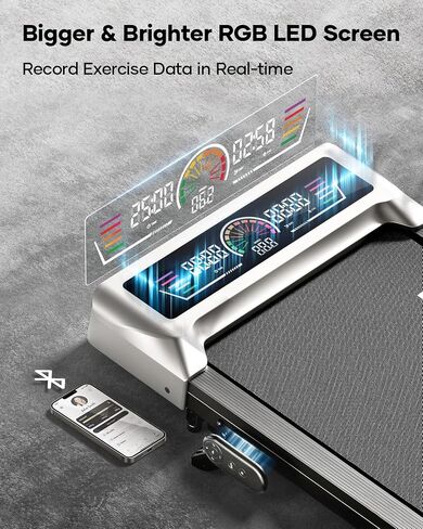 TOPUTURE Walking Pad with 10% Incline, 3.0HP Brushless Quiet Under Desk Treadmill, Portable Treadmills for Home/Office, Running Machine 300 lbs Capacity with RGB LED Screen, Remote Control/App Control in Kuwait
