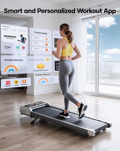 TOPUTURE Walking Pad with 10% Incline, 3.0HP Brushless Quiet Under Desk Treadmill, Portable Treadmills for Home/Office, Running Machine 300 lbs Capacity with RGB LED Screen, Remote Control/App Control in Kuwait
