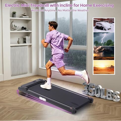 Portable Mini Treadmill for Home Small, 0.6-7.6MPH Walking Pad Treadmill with Incline, 350LBS Electric Small Treadmills for Exercising, 3.0HP Compact Under the Desk Treadmills for Small Spaces in Kuwait