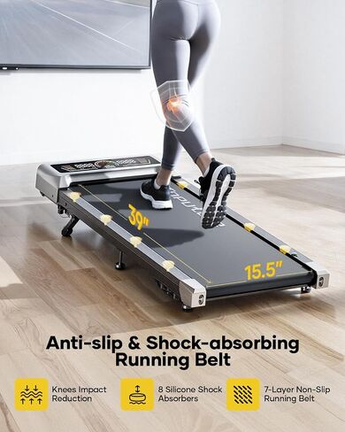 TOPUTURE Walking Pad with 10% Incline, 3.0HP Brushless Quiet Under Desk Treadmill, Portable Treadmills for Home/Office, Running Machine 300 lbs Capacity with RGB LED Screen, Remote Control/App Control in Kuwait
