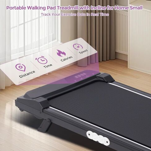 Portable Mini Treadmill for Home Small, 0.6-7.6MPH Walking Pad Treadmill with Incline, 350LBS Electric Small Treadmills for Exercising, 3.0HP Compact Under the Desk Treadmills for Small Spaces in Kuwait