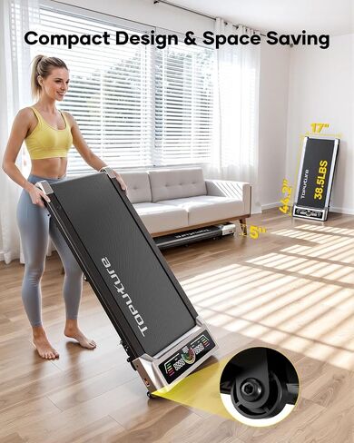TOPUTURE Walking Pad with 10% Incline, 3.0HP Brushless Quiet Under Desk Treadmill, Portable Treadmills for Home/Office, Running Machine 300 lbs Capacity with RGB LED Screen, Remote Control/App Control in Kuwait