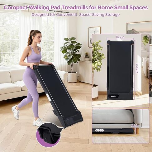 Portable Mini Treadmill for Home Small, 0.6-7.6MPH Walking Pad Treadmill with Incline, 350LBS Electric Small Treadmills for Exercising, 3.0HP Compact Under the Desk Treadmills for Small Spaces in Kuwait