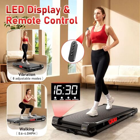 FUNRAY Under Desk Vibration Walking Pad - 3 in 1 Vibration Plate Treadmill with Remote Control, Quiet Brushless with 5% Manual Incline, Portable for Home Office in Kuwait