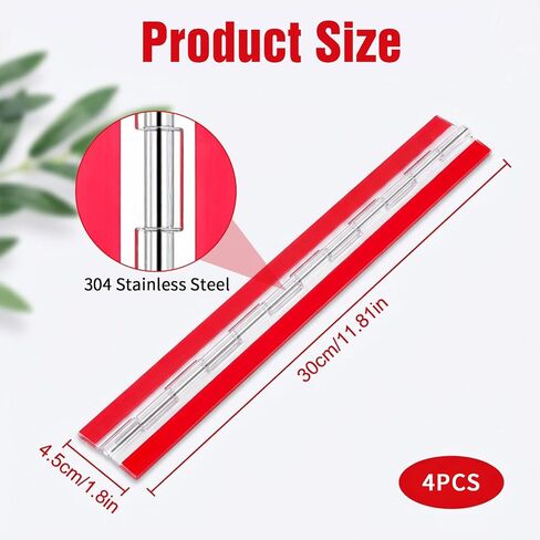 4 Pcs Acrylic Hinge Set, 300 mm Self-Adhesive Continuous Piano Hinge 12" Transparent Plastic Hinges for Aquarium Lid Box Cabinet Drawer Furniture DIY Display Stand in Saudi Arabia